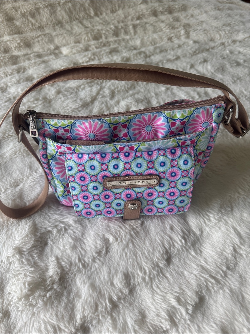Lily Bloom Christina Pink & Blue Floral Crossbody Bag